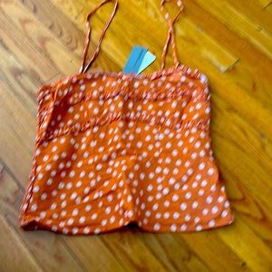 Anthropologie sz M polka dot spaghetti strap top. Peach color